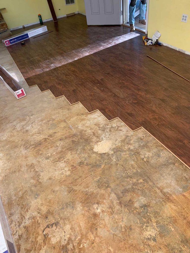 Laminate floor in-progress installation